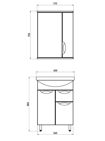 Зеркальный шкаф (51х75)   ASB-Mebel  Мессина 60 9886